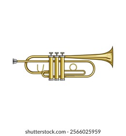 jazz trumpet cartoon. classical horn, valves bell, mouthpiece orchestra jazz trumpet sign. isolated symbol vector illustration