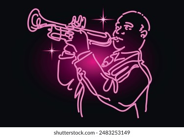 Jazz trumpet player neon sign