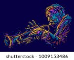 Jazz trumpet player. vector illustration for jazz poster.