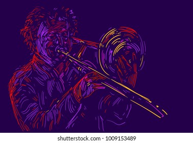 Jazz trumpet player. vector illustration for jazz poster.