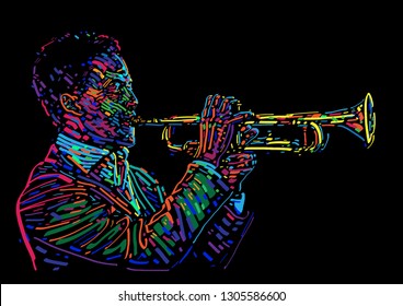 Jazz trumpet player. vector illustration for jazz poster.