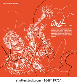 Jazz trumpet player. Vector illustration for jazz poster