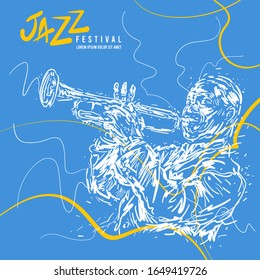 Jazz trumpet player. Vector illustration for jazz poster