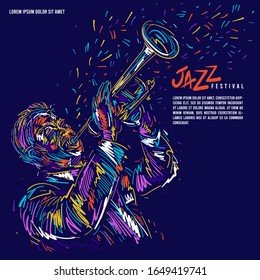 Jazz trumpet player. Vector illustration for jazz poster