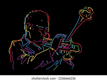 Jazz trumpet player vector illustration