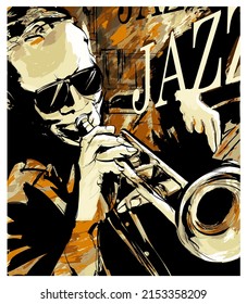 Jazz trumpet player - vector illustration