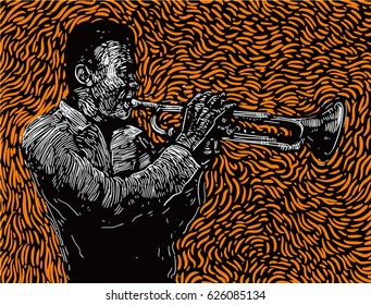 Jazz trumpet player. vector illustration