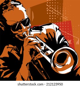 Jazz trumpet player-Vector illustration