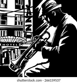 Jazz trumpet player-Vector illustration
