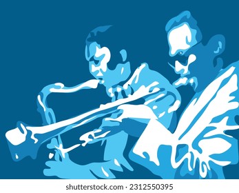 Jazz trumpet and saxophone players vector illustration