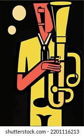 Jazz Trumpeter Recital Poster Vector Illustration