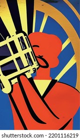 Jazz Trumpeter Recital Poster Vector Illustration