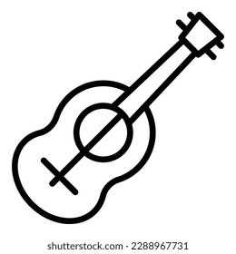 Vector de contorno de icono del Jazz ukulele. Música de guitarra. Acústica del arte