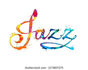 Jazz. Vector calligraphic word of watercolor splash paint