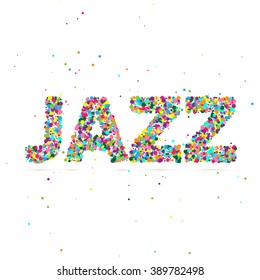 jazz word consisting of colored particles