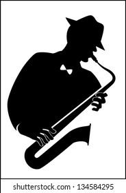 Jazz-man with a saxophone