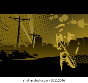 Jazz-Party Flyer with saxophone player 1