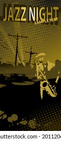 Jazz-Party Flyer with saxophone player 2