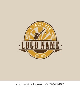 Un vector con el logotipo de Jazzy Bar.
Logo de la insignia de jazz. Bandera del logo del Jazz y el bar.