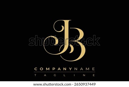 JB Abstract Creative Jewelry Logo. A stylish logo featuring golden monogram initials in an elegant and modern typography, perfect for branding