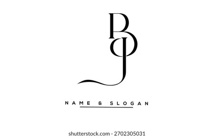 JB, BJ Letras Abstractas Logo Monograma