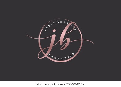 JB handwriting logo with circle template vector signature, wedding, fashion, floral and botanical with creative template.