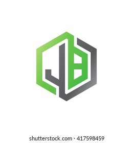 JB initial letters looping linked hexagon logo black gray green