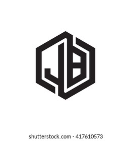 JB initial letters looping linked hexagon monogram logo
