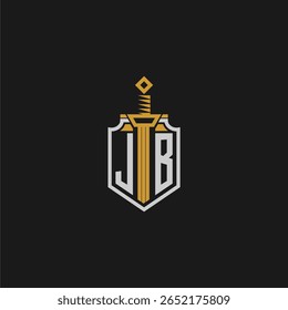 Monograma inicial de JB para imagem em estilo escudo e espada
