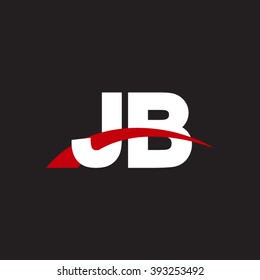 JB initial overlapping swoosh letter logo white red black background