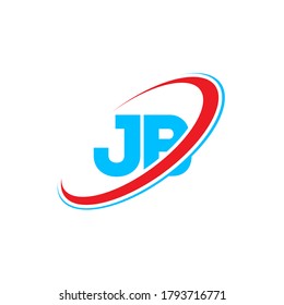 Design des JB J B-Buchstaben-Logos. Anfangsbuchstabe JB verlinkter Kreis Großbuchstaben Monogramm Logo rot und blau. JB-Logo, J-B-Design. jb, j b	