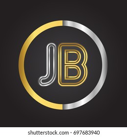 JB Letter logo in a circle. gold and silver colored. Vector design template elements for your business or company identity.