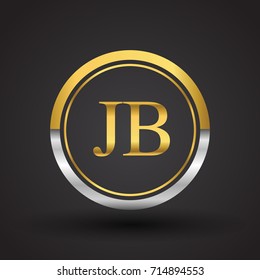 JB Letter logo in a circle, gold and silver colored. Vector design template elements for your business or company identity.