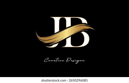 JB Letter Monogram Logo – Elegant Gold Brush Stroke Letter mark for Luxury Branding, Fashion, Boutique  Premium Identity Design
