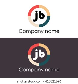 JB letters business logo icon design template. Vector with four colors circle