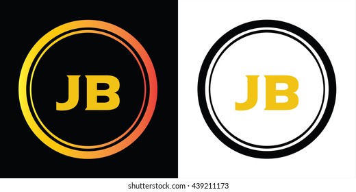 JB letters icon design template elements in abstract background logo, design identity in circle, alphabet letter
