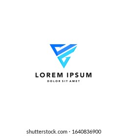 JB letters initial triangle blue vector logo template