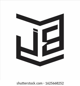JB Logo Emblem Monogram With Shield Style Design Template Isolated On white Background
