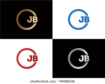 JB Logo. Letter Design Vector with Red and Black Gold Silver Colors