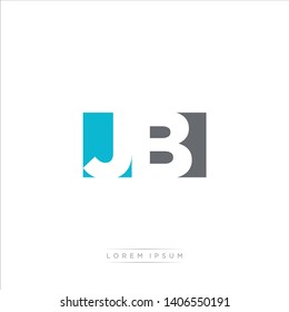 JB Logo Letter with Modern Negative space - Light Blue and Grey Color EPS 10