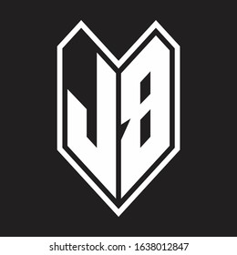 JB Logo monogram with emblem line style isolated on black background