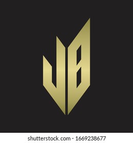 JB Logo monogram with emblem style isolated with gold colors