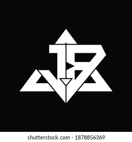 JB Logo monogram isolated with triangle shape design template on black background