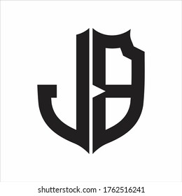 Modelo de diseño monograma del estilo Escudo del logotipo de JB sobre fondo blanco