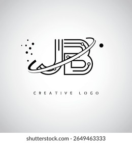 JB Orbit Monogram Logo – Futuristic Minimal Letter mark with Circular Line Art, Tech-Inspired Dots and Space Motion Concept for Modern Branding Identity