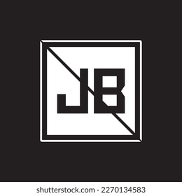 JB Square Letter Logo Design Vector with Black and White Colors.