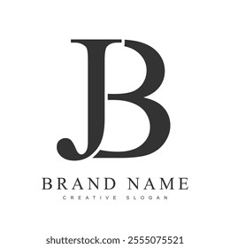 JB trendy logotype template. Initial letter j and b classic font style. Creative logo for company name or identity. Vector illustration.