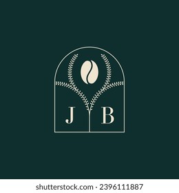 JB Einzigartige und einfache Logo-Design-Kombination aus Buchstaben und Kaffeebohne