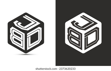 JBD letter logo design with illustrator cube logo, vector logo modern alphabet font overlap style. Premium Business logo icon. White color on black background