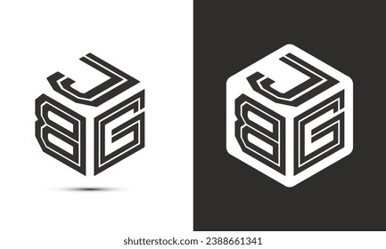 JBG letter logo design with illustrator cube logo, vector logo modern alphabet font overlap style. Premium Business logo icon. White color on black background